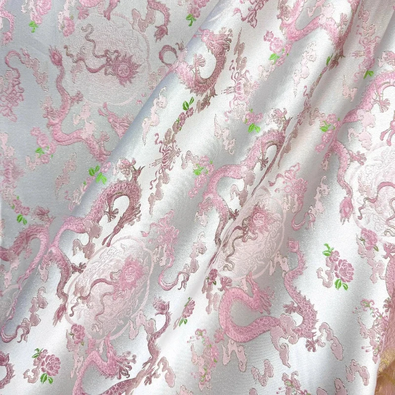 

New Chinese Dragon Pattern Jacquard Fabric for Diy Sewing Metal Wire Vest Jacket Clothing Designer Cloth By The Meter