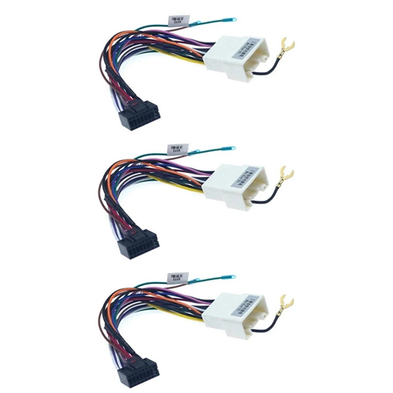 3Pc Car Stereo Radio 16PIN Adaptor Wiring Harness For Mitsubishi Lancer-Ex ASX Power Calbe Wire Head Unit Harness