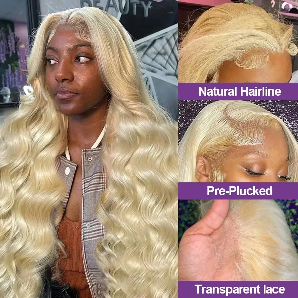 36 Inch 613 Honey Blonde Body Wave 200 Density 13x6 HD Lace Front 100% Human Hair Wigs 13x4 HD Lace Frontal Wig for black women