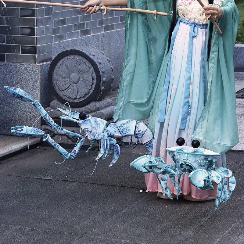 Diy Handmade Traditional Chinese Lantern Kit Heritage Style Cute Shrimp Crab Designs For Mid Autumn Festival Hanfu Photo Prop