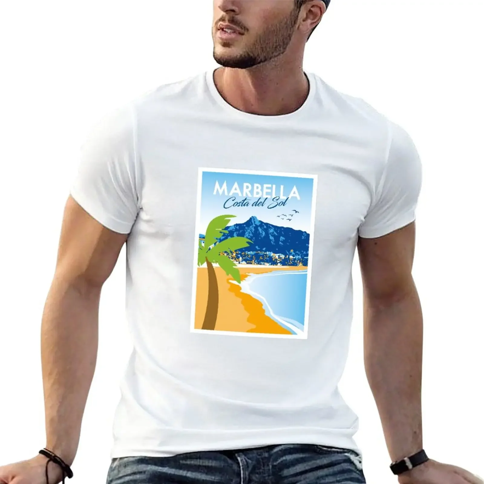 New Marbella - Costa del Sol T-Shirt summer tops  man heavyweight  sublime  funny  for men