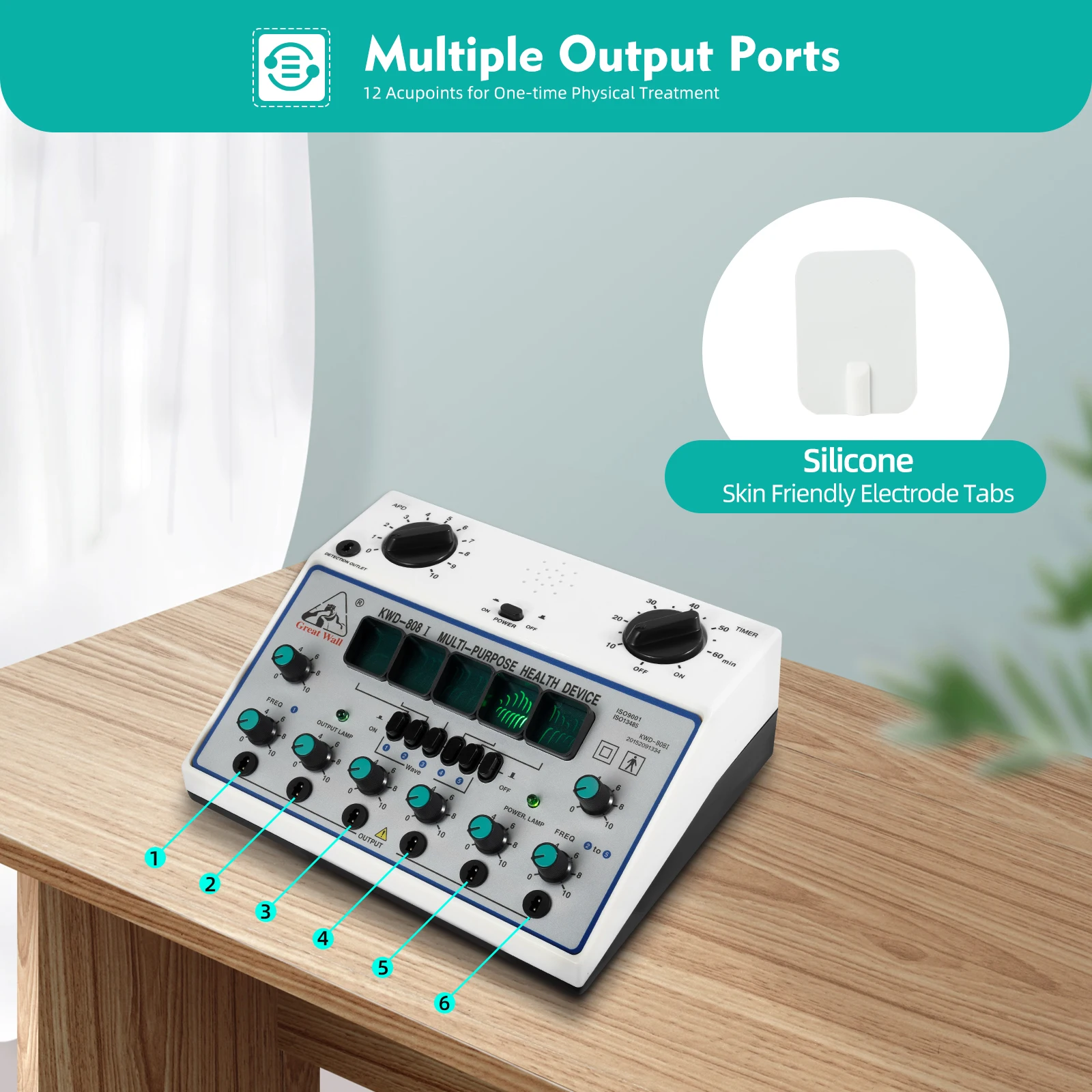 Electric Stimulator Machine 110V Acupuncture Stimulator 6 Channels Timing Function Home Acupoint Detection Patch Massager