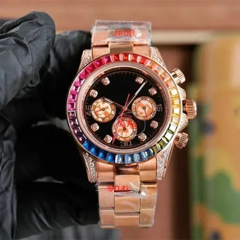 2024 Most Popular Rainbow Dido Starry Diamond Function Automatic Mechanical Series Daytona Fully Men's Watch