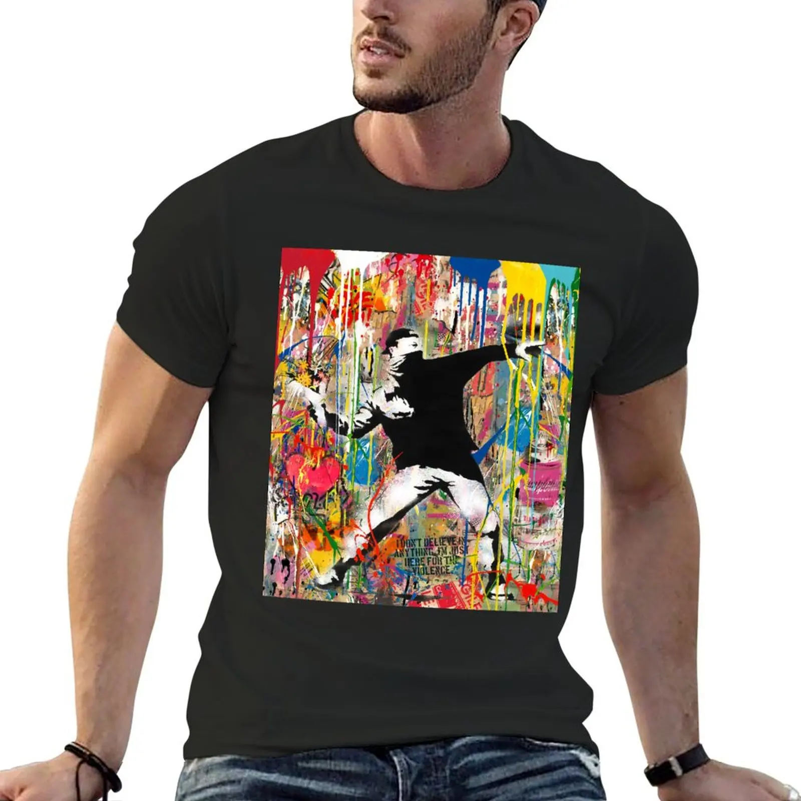 

Flower Thrower Pop Street Art Colorful T-Shirt plus size clothes vintage anime shirt vintage clothes mens plain t shirts