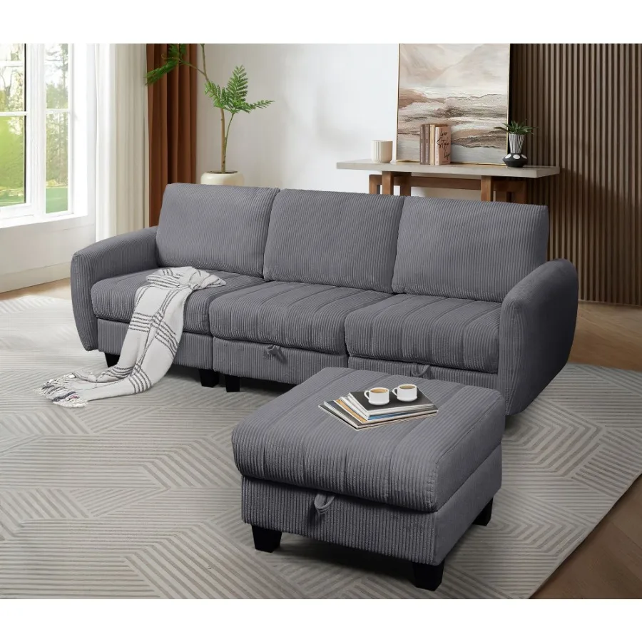 

Grey Corduroy Fabric Sofa with MAN