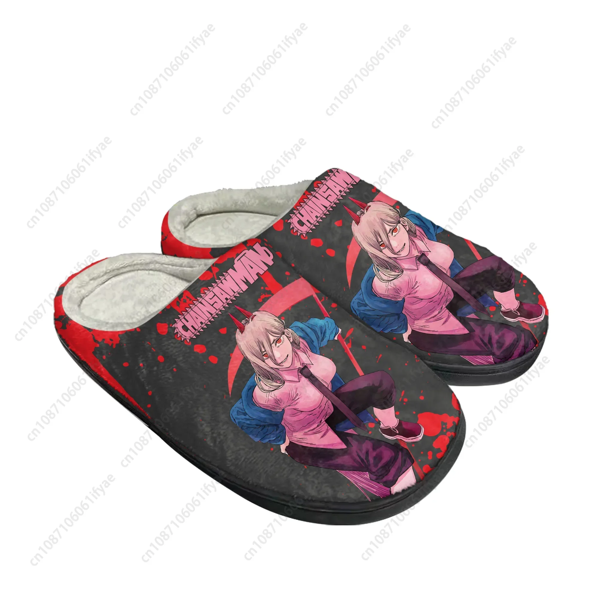 

Cartoon Chainsaw Man Pochita Power Home Cotton Custom Slippers Mens Womens Sandals Plush Casual Keep Warm Shoes Thermal Slipper