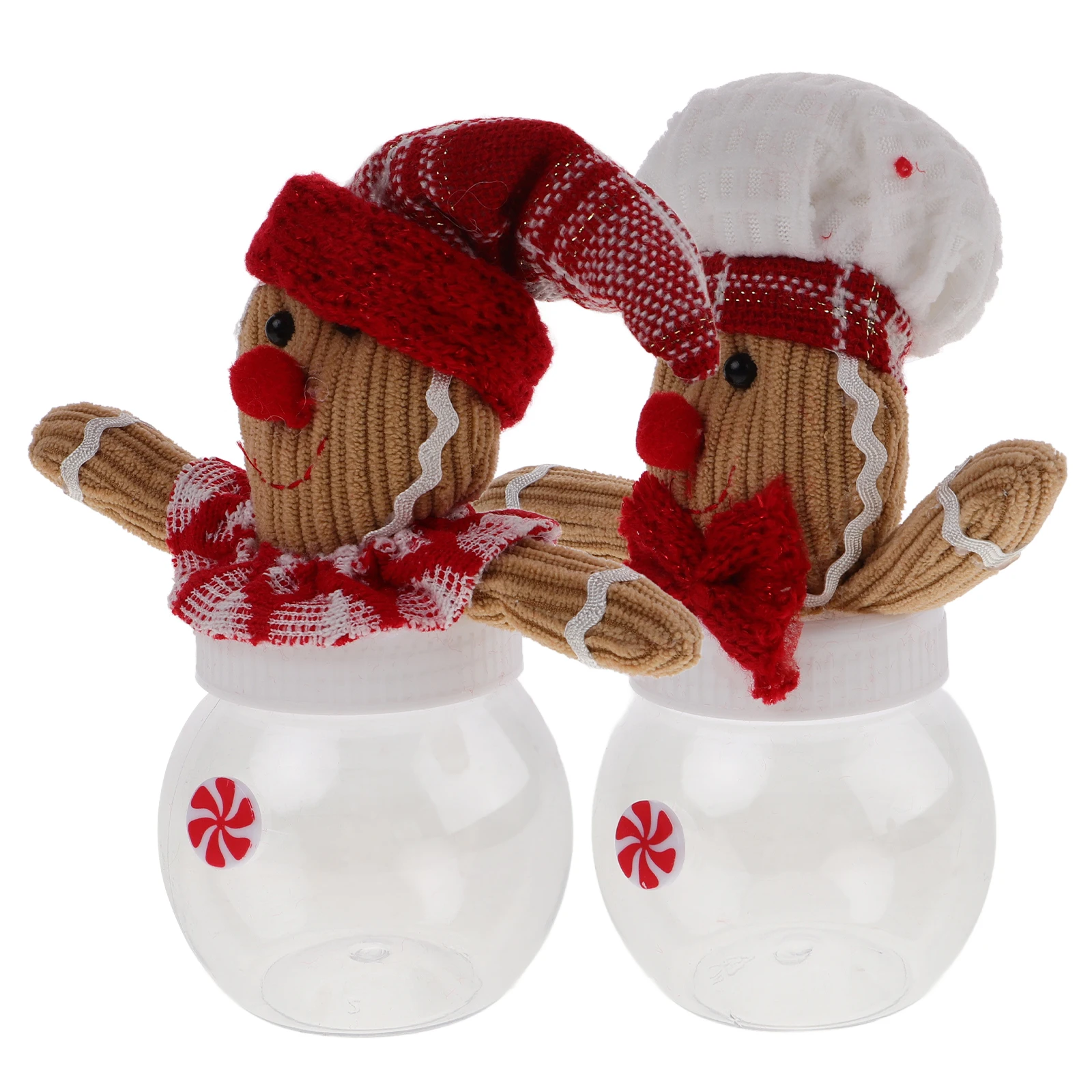 

2Pcs Christmas Candy Jar Gingerbread Container Party Favor Box Treat Holder Snack Storage Gift Packaging Case