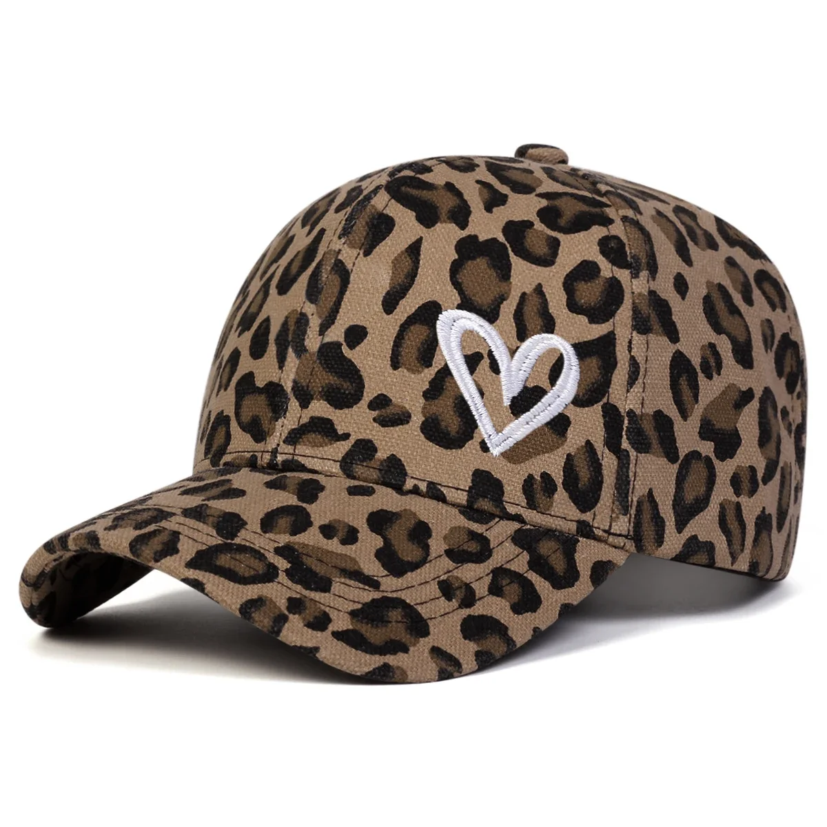 Unisex Love Embroidery Leopard Print Baseball Caps Spring Autumn Outdoor Adjustable Casual Hats Sunscreen Hat Sports Cap