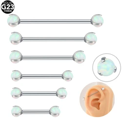 1PC Titanium Opal Ball Nipple Tongue Piercing Ring Bar Internally Thread Industrial Barbell Cartilage Earrings Women Jewelry 14G