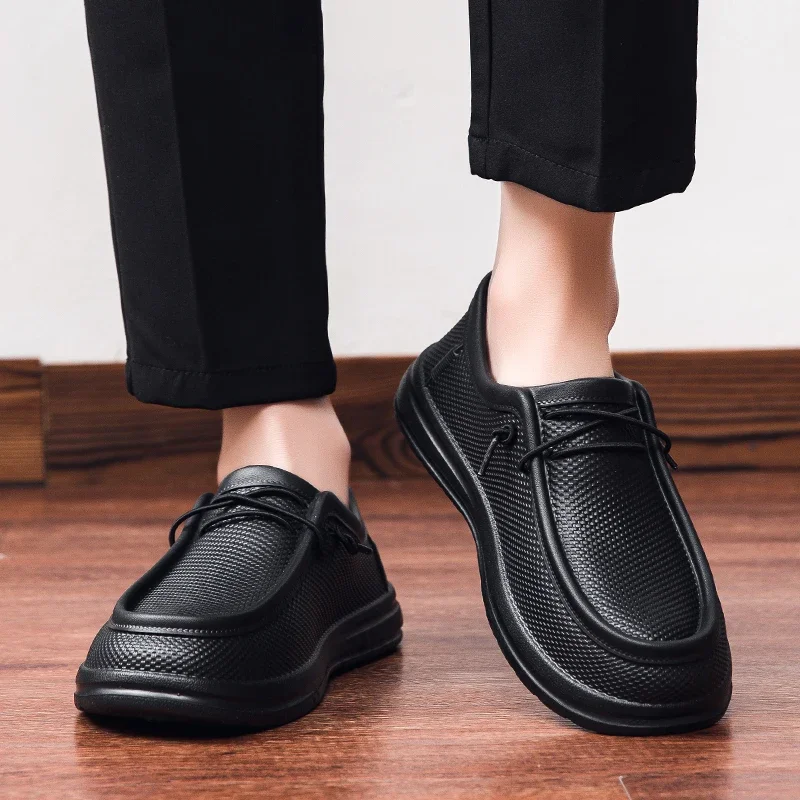 Zapatos de trabajo de cocina para hombre, zapatos de Chef impermeables antideslizantes, zapatos de trabajo informales a la moda para hombre, zapatos de agua para exteriores de talla grande 40-47