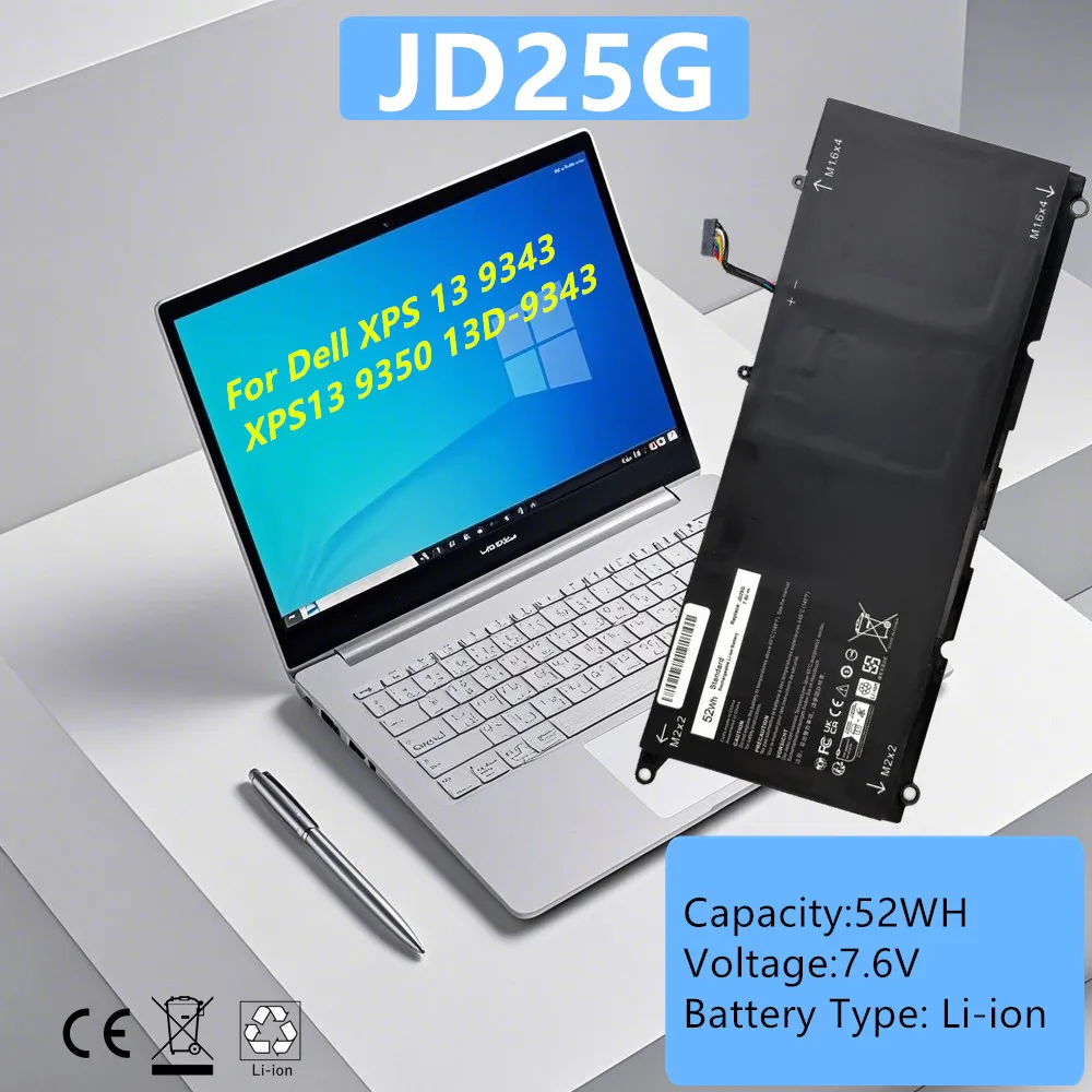JD25G 90V7W Laptop Battery For Dell XPS 13 9350 13D 9343 5K9CP JHXPY RWT1R P54G