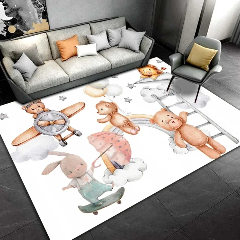 Cartoon Bear Carpet for Living Room Home Decor Area Rug Kids Girls Bedroom Mat Living Room Non-slip Floor Mats Bathroom Doormat