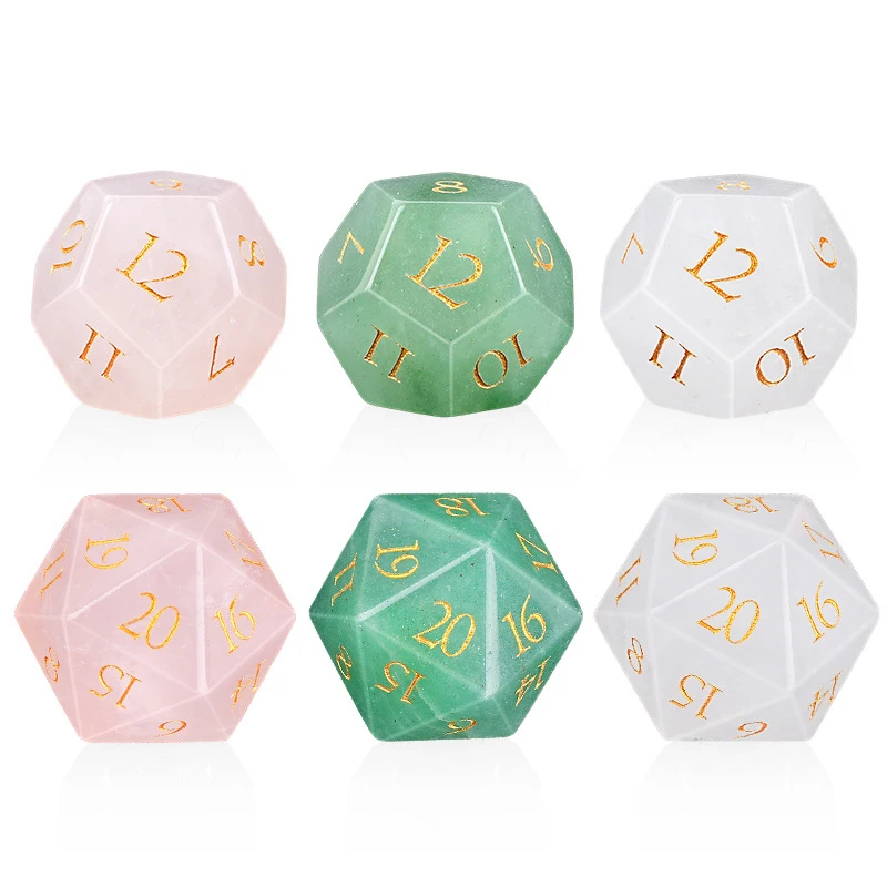 1pc Natural Crystal Dice Hand Carved Gemstone Polyhedral Dice For RPG Tabletop Games Reiki Healing Crystal Gift