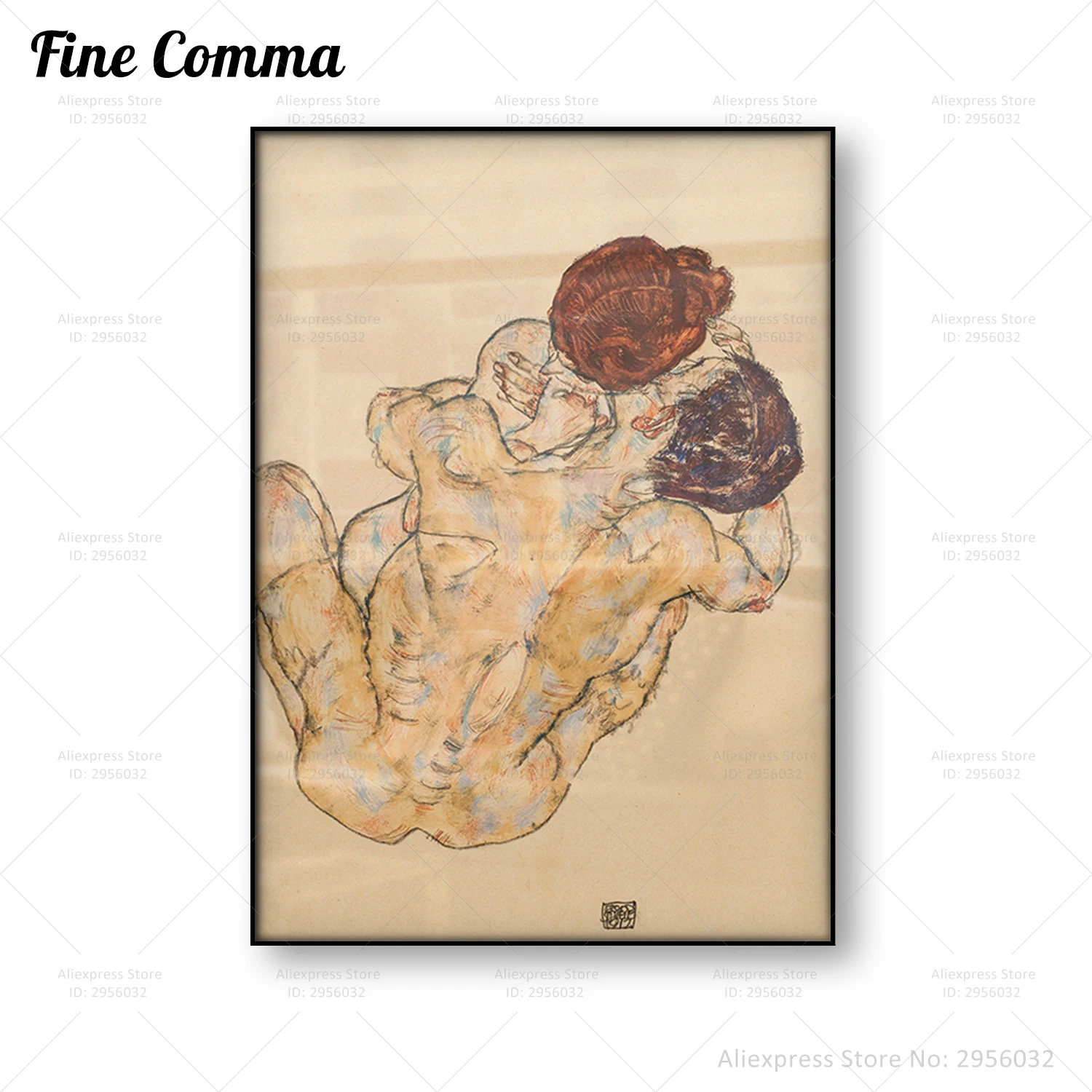 Lover Hug Man and Woman Egon Schiele Vintage Poster Body Sketch Wall Art Canvas Print Antique Painting Copy Home Decor Gift