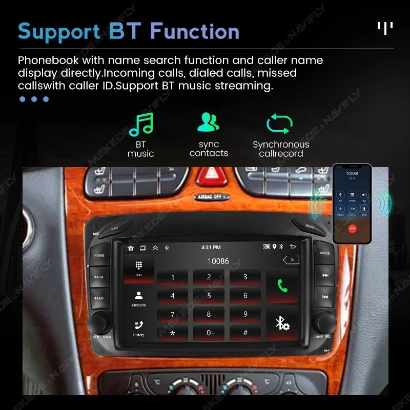 Android 7\'\' Car Radio for Mercedes Benz CLK W209 C209 W168 W203 W463 Vito Viano 1998-2006 Carplay Auto GPS RDS Multimedia Player