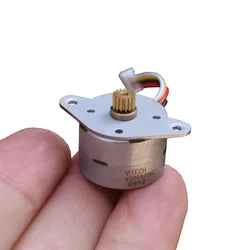 VITECH 20BY Mini 20mm Ronde Stappenmotor Micro 2-Fase 4-Draad Stappenmotor 18 Graden 15 tanden Koperen Gear DIY Printer