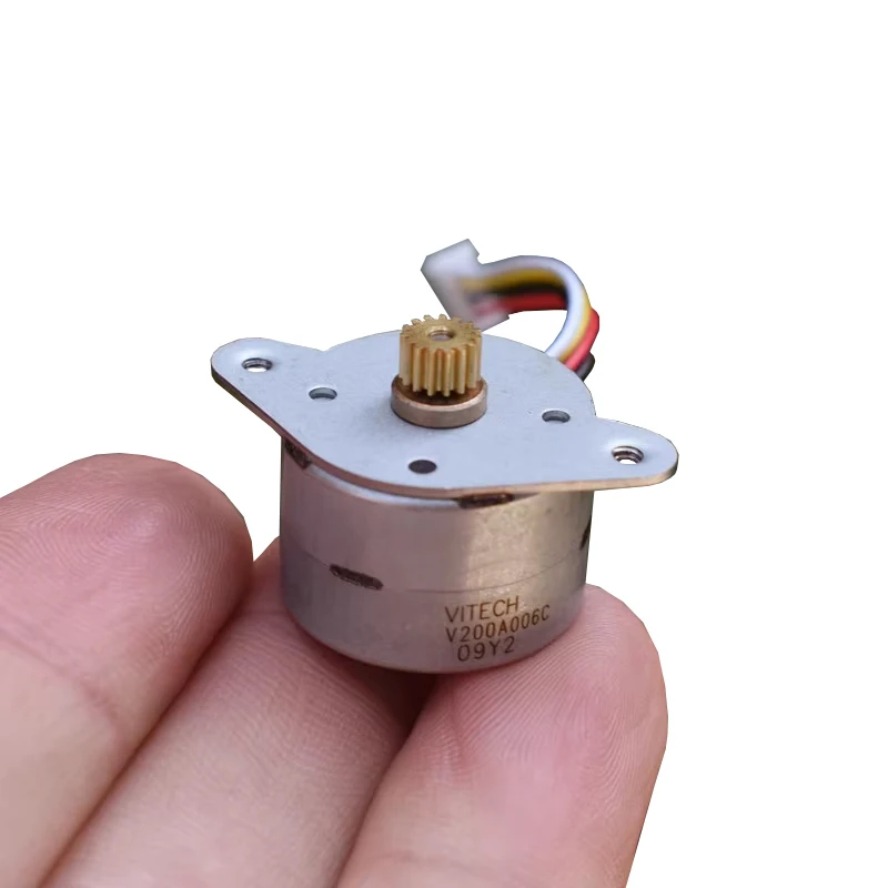 VITECH 20BY Mini 20mm Round Stepper Motor Micro 2-Phase 4-Wire Stepping Motor 15 Degree 15 Teeth Copper Gear DIY Printer