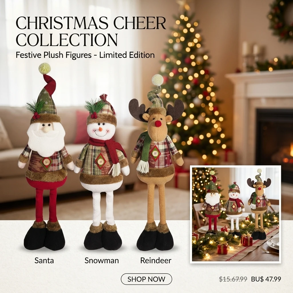 Christmas Telescopic Doll with Old Man Snowman And Elk - Festive Extendable Decoration for Creating Christmas Atmosphere