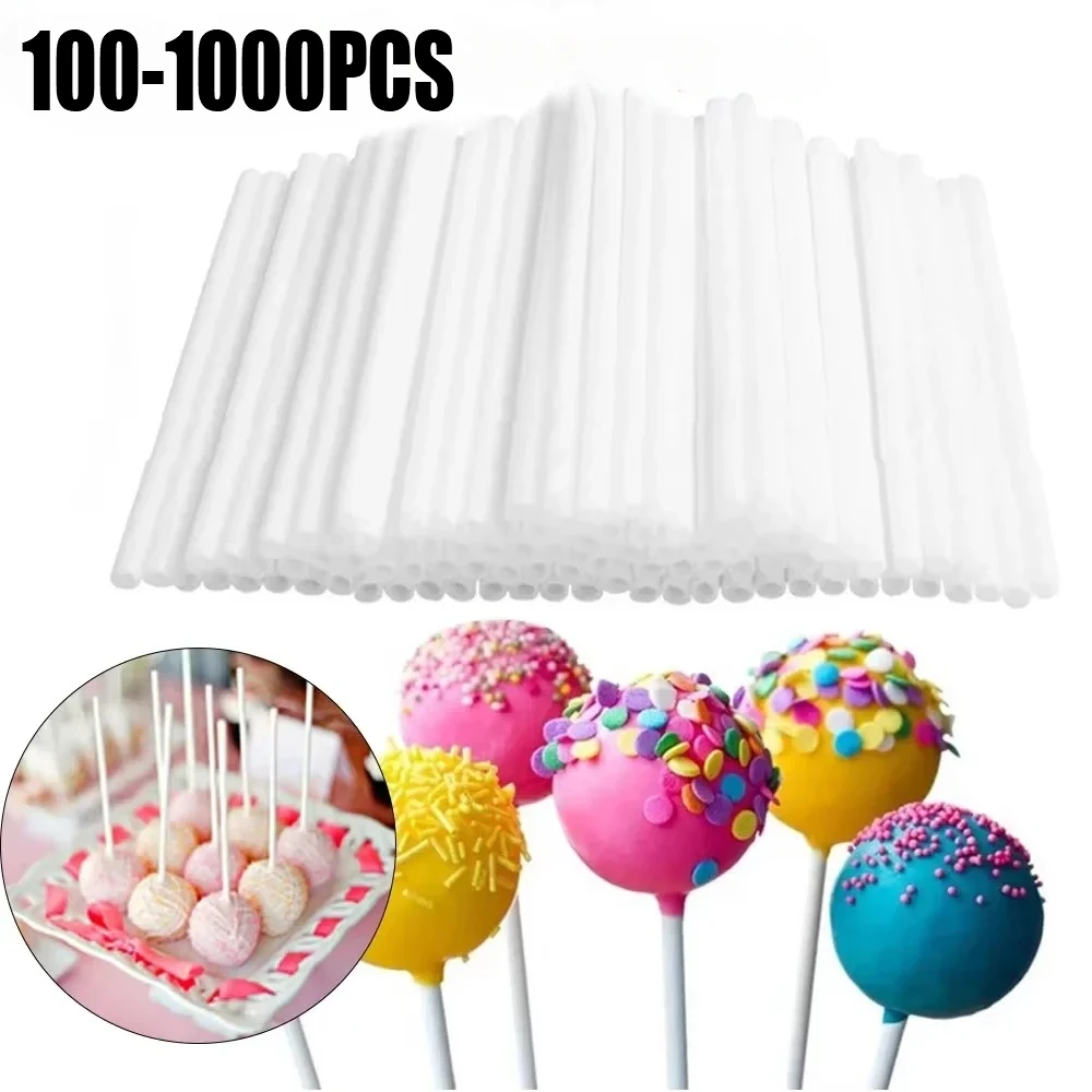 100-1000 Uds palitos de piruleta de plástico huecos para piruletas pastel pop palos accesorios postres pastel Pop soporte