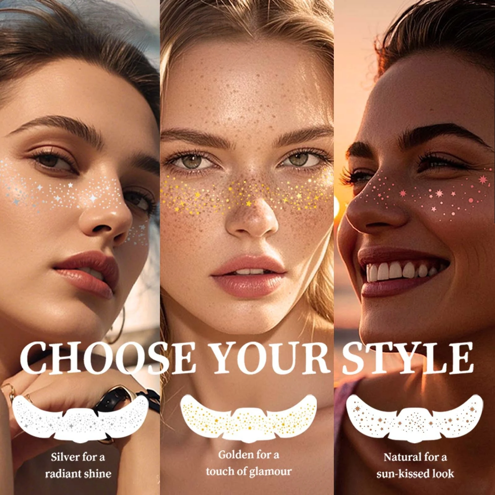 

40 шт., металлические поддельные веснушки, временные татуировки, наклейки, горячее тиснение, золото, серебро, веснушки, патчи для макияжа, сияющий макияж для лица
