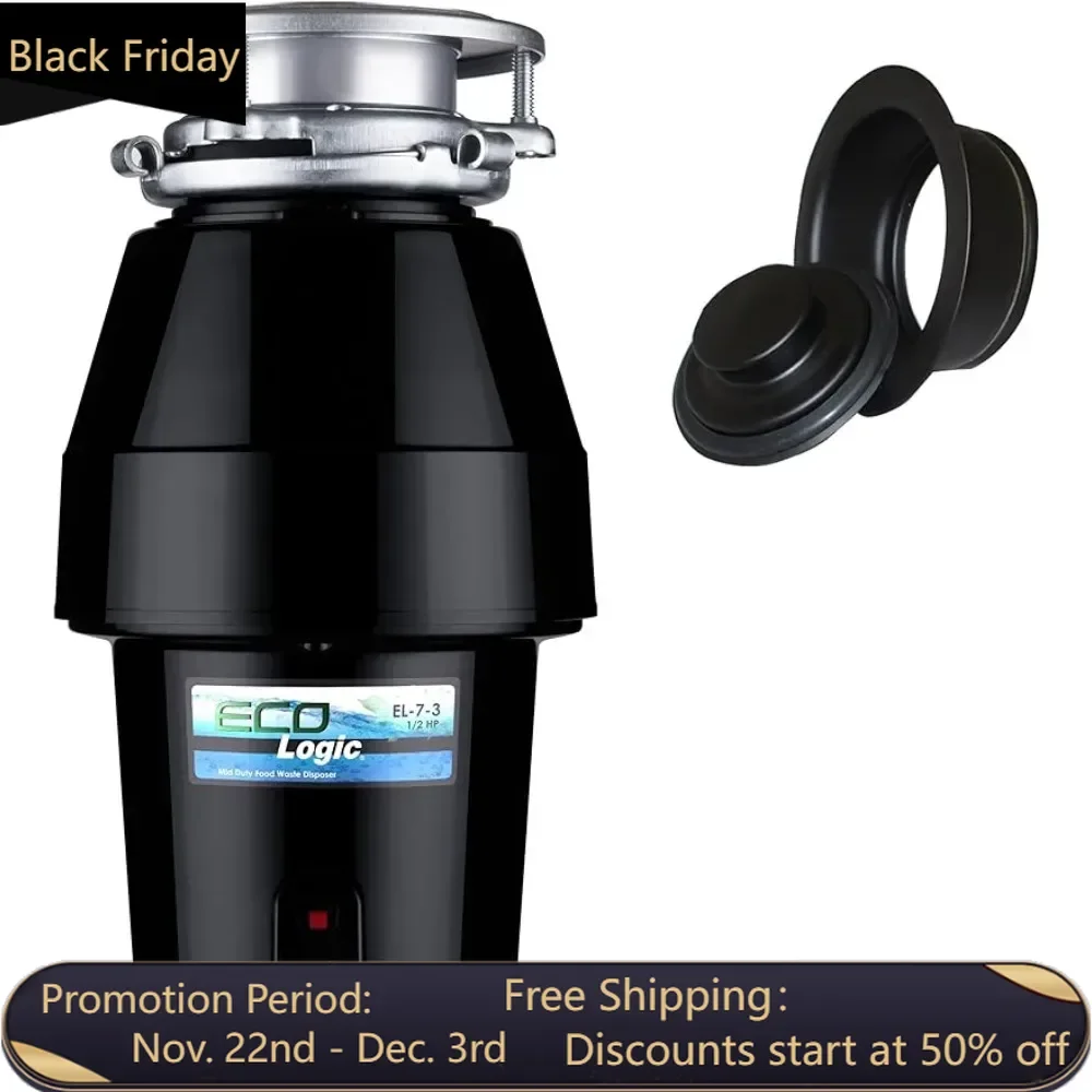 EL-7-DS-BK 7 Designer Series Food Waste Disposer with Black Sink Flange, 1/2 HP