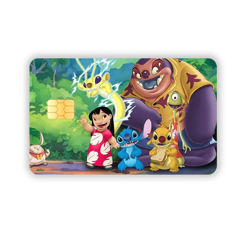 Anime Cartoon Disney Stitch Credit Card Stickers Debit Bank Card Protective Film Cover Sticker Big and Small Chip Sticker