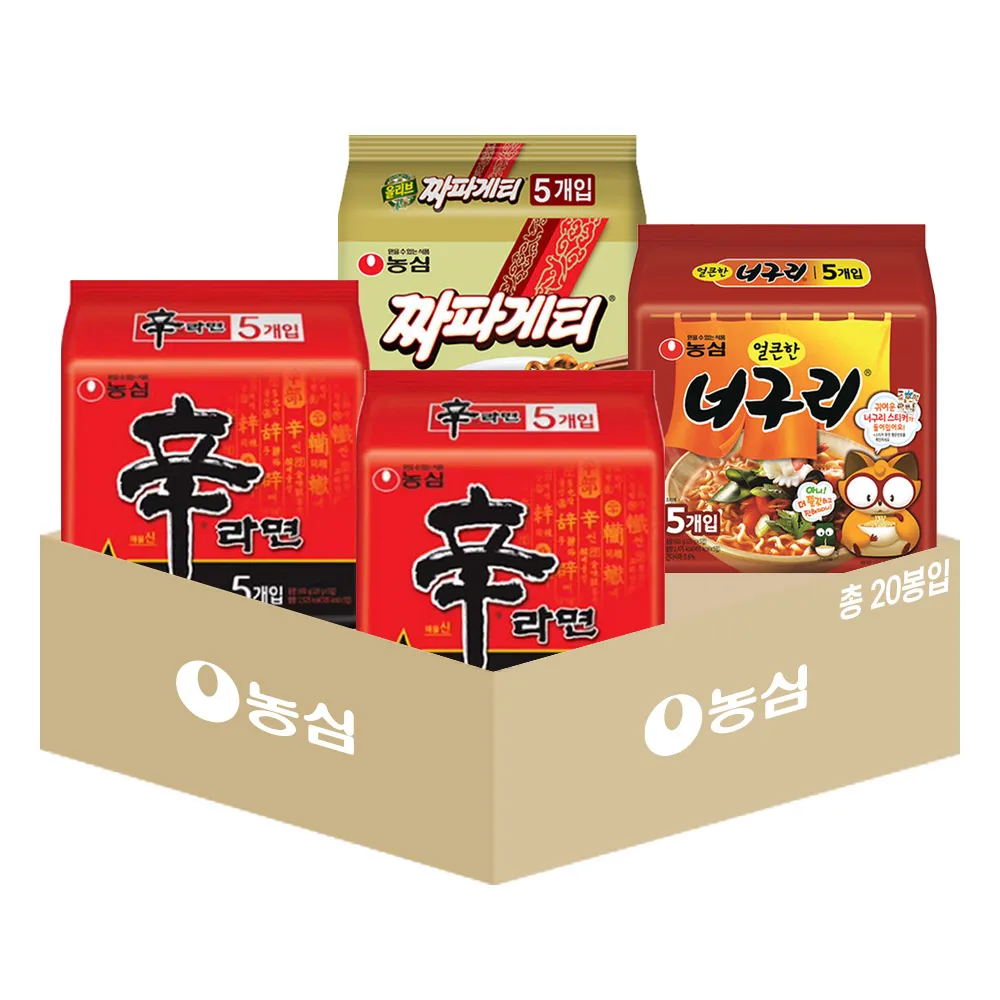 Nongshim bag mixed 20 bags (Shinra nmyeon 10 5 + 5 Chapa Getty 5)