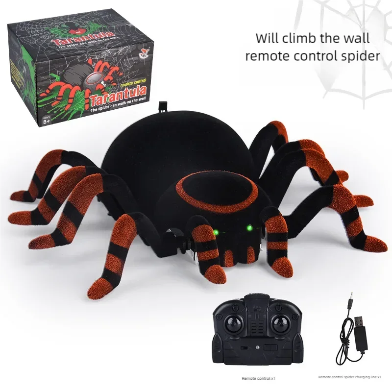 Crawling Spider 2.4G RC Toys Electric Light with Sound Effects Simulation Land Climbing Wall Dual Mode Remote Control Toys