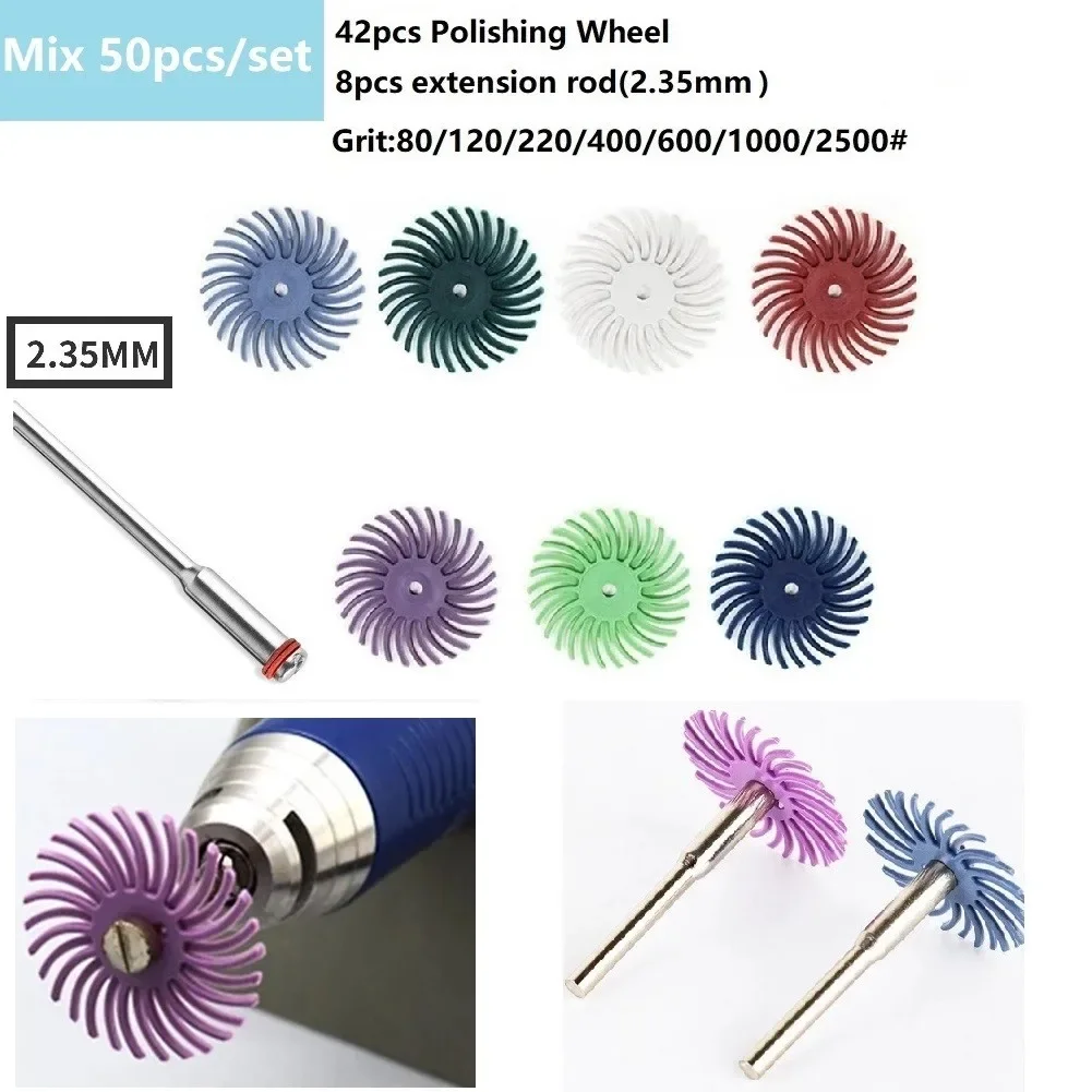 Polishing Radial Bristle Disc Abrasive Brush 80-2500# Grit Nylon+Aluminum Oxide Grains Polishing Wheel With Extension Rod