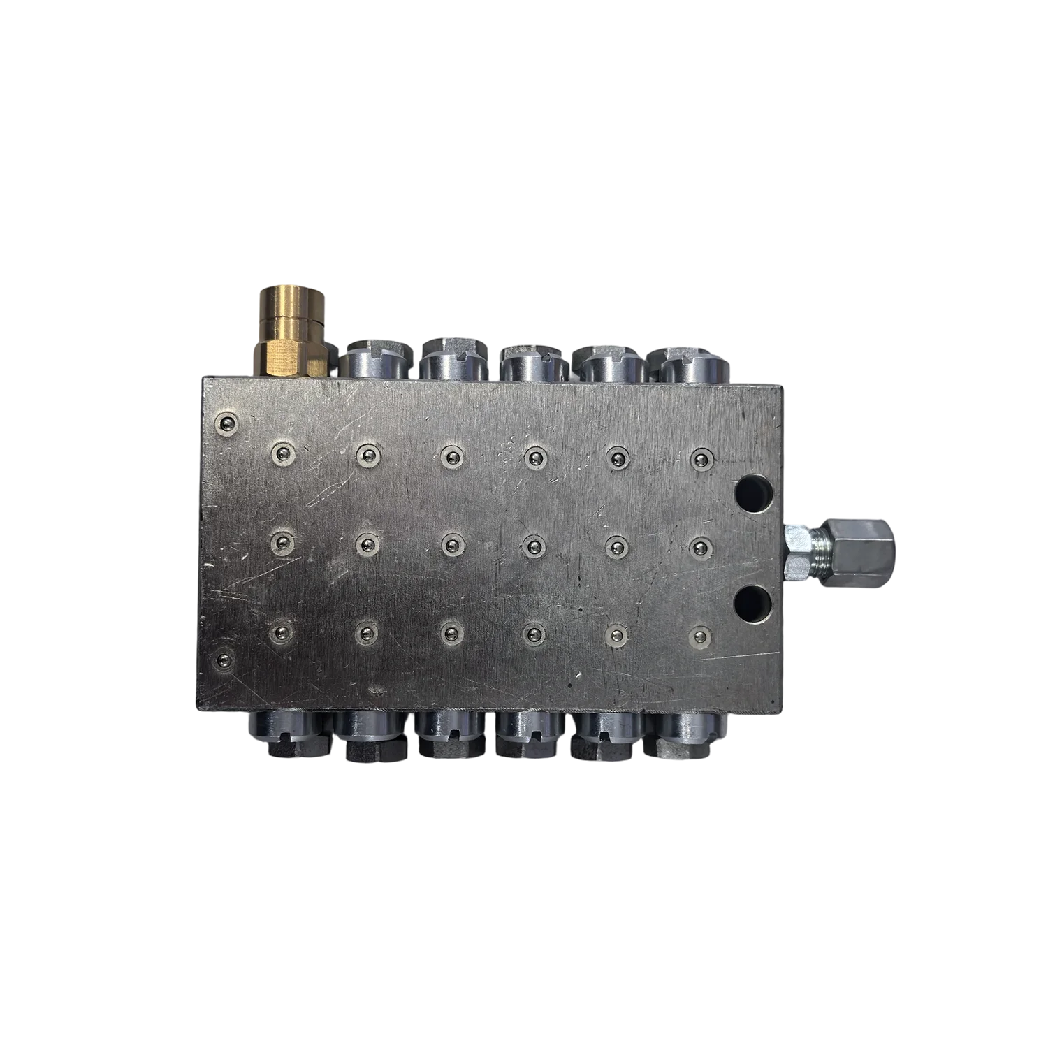 12 Outlet Progressive Distributor 0.2ml/cyc M10x1 for Grease & Oil, Centralized Lubrication System for Rail/Chain/Gear