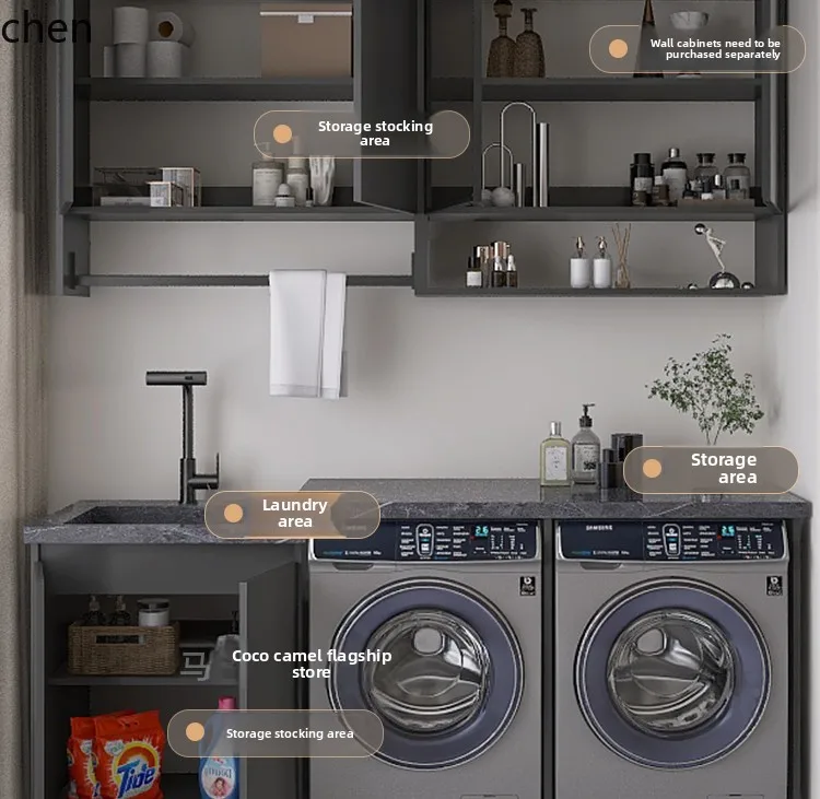 

HTT rock slab drying and washing double cabinet high and low flat honeycomb aluminum plate laundry cabinet