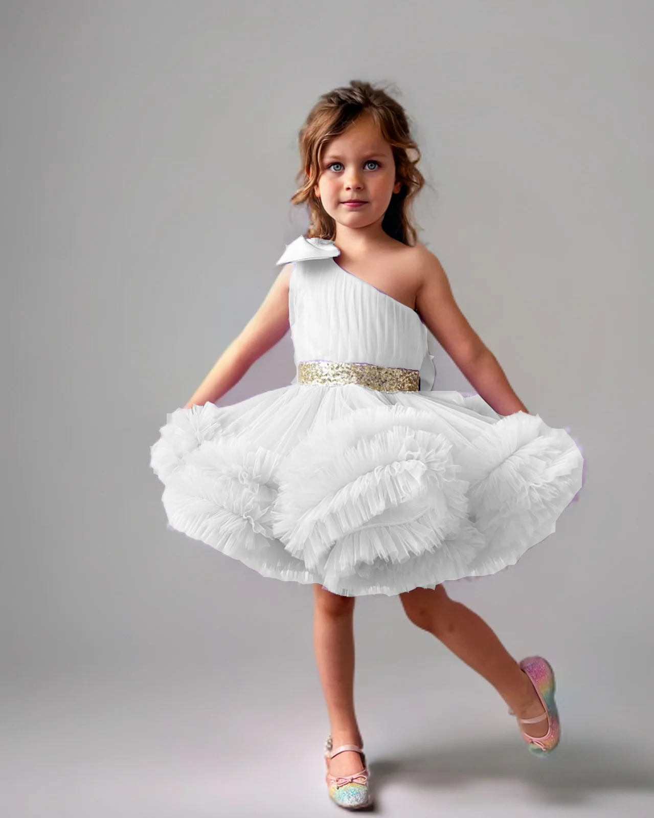 Girls Holiday Customization Lilac Flower Girl Dresses Fluffy Tutu First Communion Birthday Wedding Evening Dresses