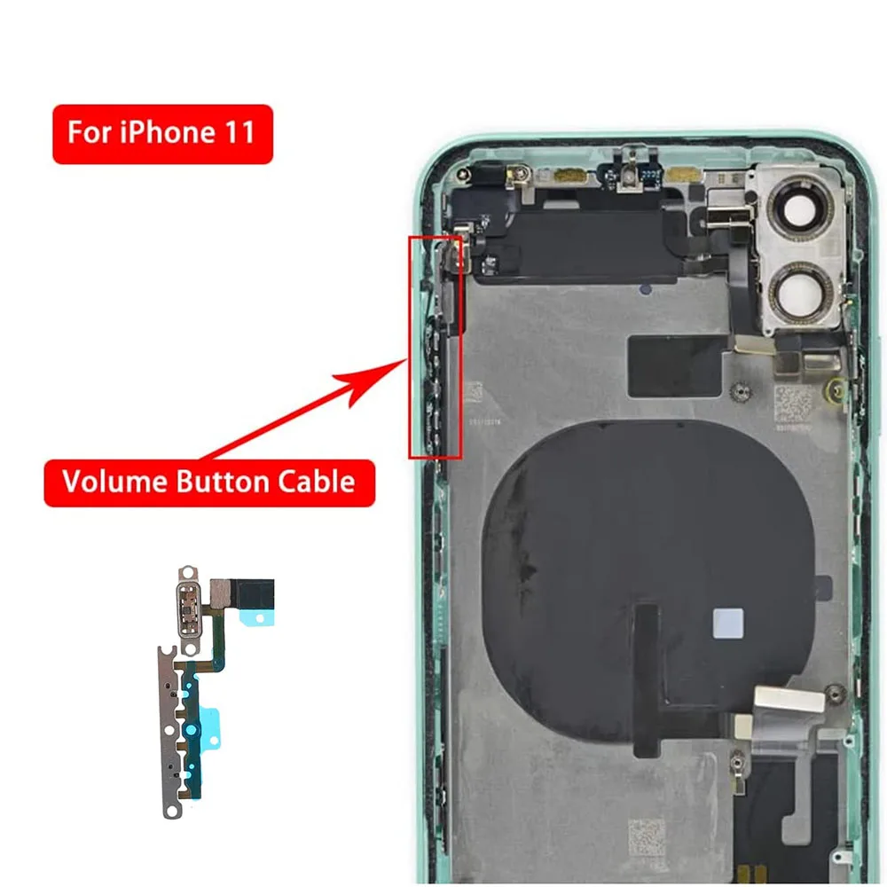 Cabo flexível de botão de volume para iPhone 11 Pro Max Mute Silent Switch e peça de substituição de fita de teclado de som