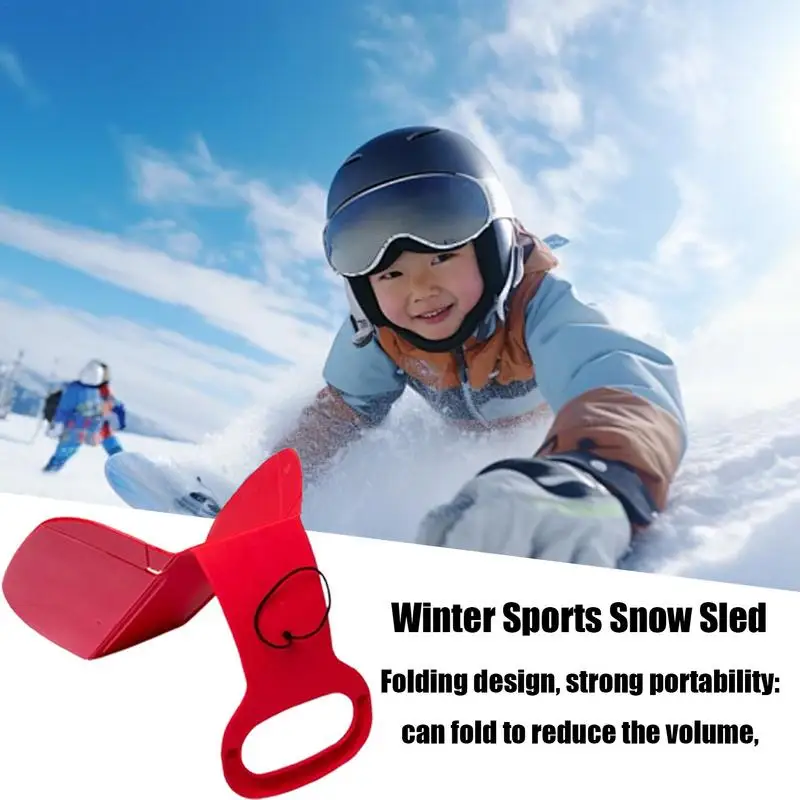 Kids Snowboard Portable Foldable Snow Sled Board Handle Design Skiing Boards Heavy Duty Snow Slider Winter Toys For Outdoor