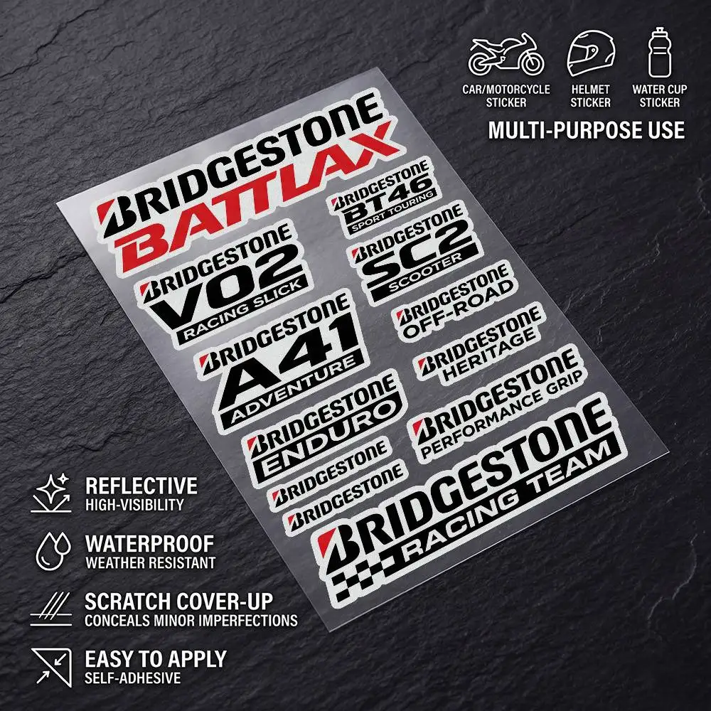 

FOR Bridgestone Universal Multi-Purpose Reflective Waterproof Stickers Scratch Conceal Auto Bike Helmet Mug Fridge Decoration