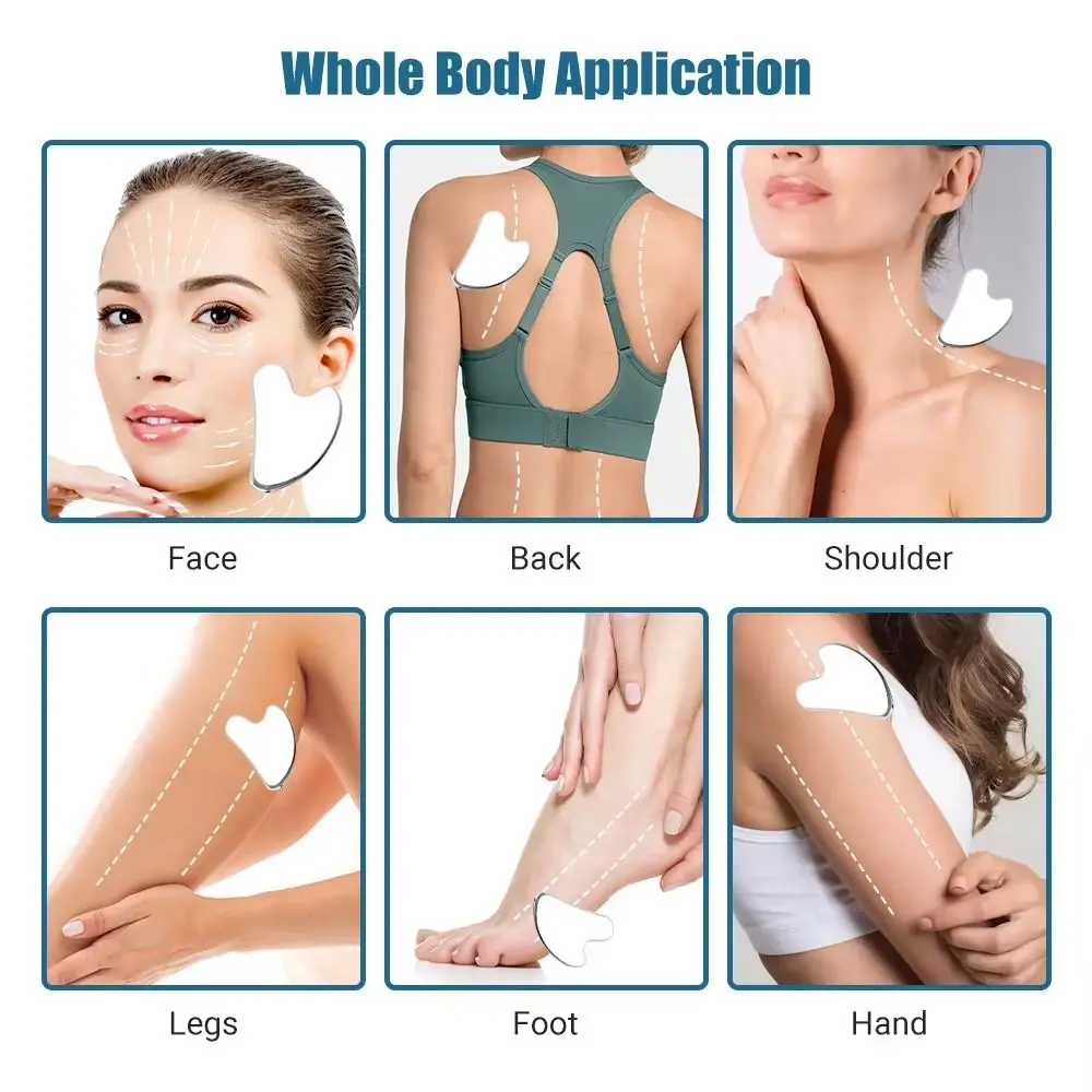 ใหม่สแตนเลส Gua Sha Scraper รูปหัวใจ Universal Face Massager Guasha เครื่องมือนวดสําหรับความงามบนใบหน้านวดตา