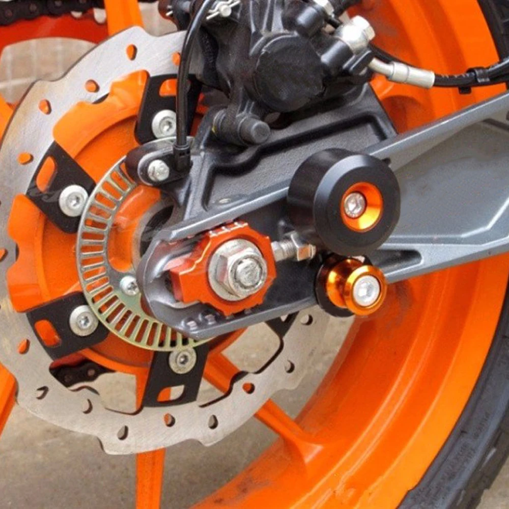 Orange CNC Aluminum For Duke 390 2013 2014 2015 2016 Duke 125 200 RC125 RC200 RC390 Motorcycle Chain Adjusters Blockers