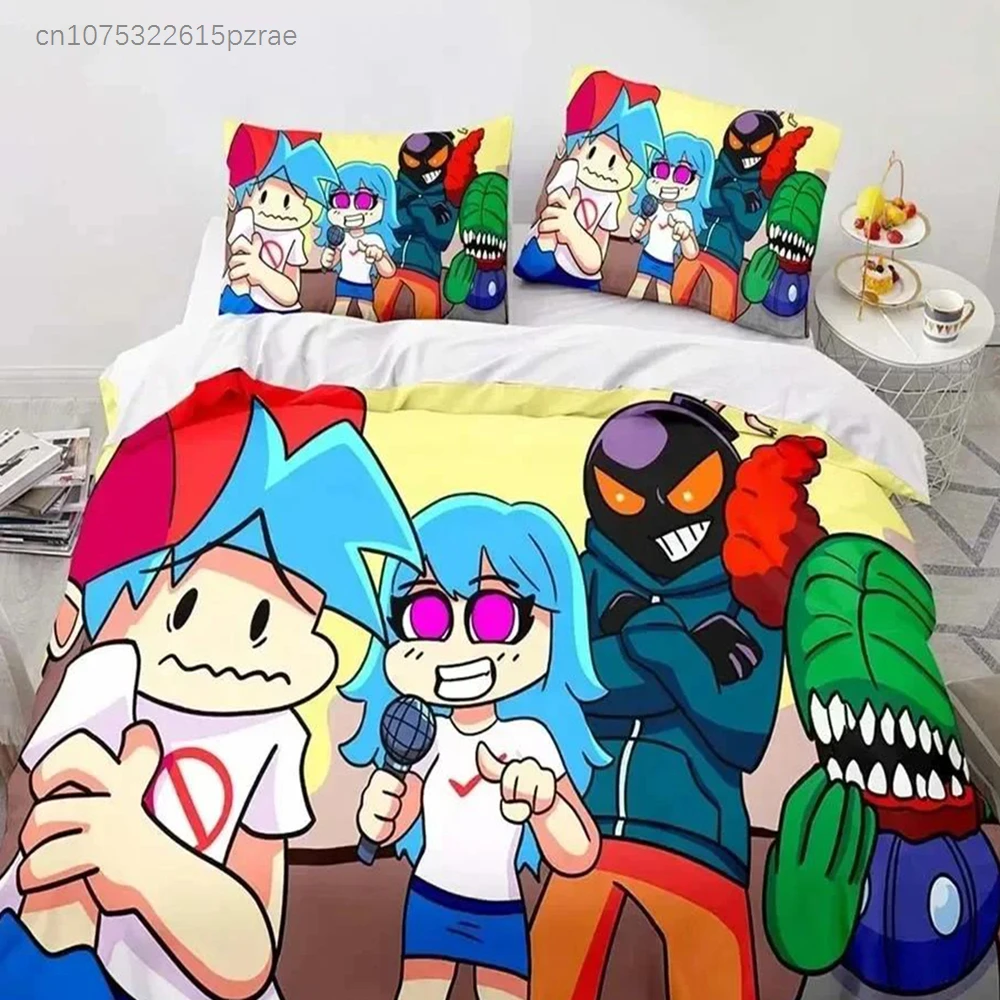 Cartoon Game Friday Night Funkin Comfortable Duvet Quilt Cover Pillowcase Bedding Set Children Bedroom Decoration Home Textile 5