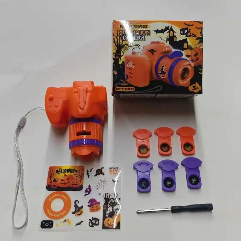 Kids Halloween Simulation Projector Camera Mini Cute Pumpkin Light Puzzle Light-emitting Pattern Kids Sleep Projection Toys