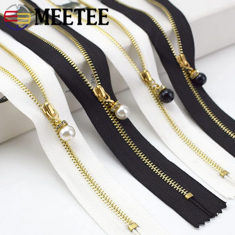 10pcs Meetee 3# Metal Close End Zippers 20/30cm Gold Teeth Long Zip Closure for Sewing Bags Down Jacket Skirt Clothing Accessory