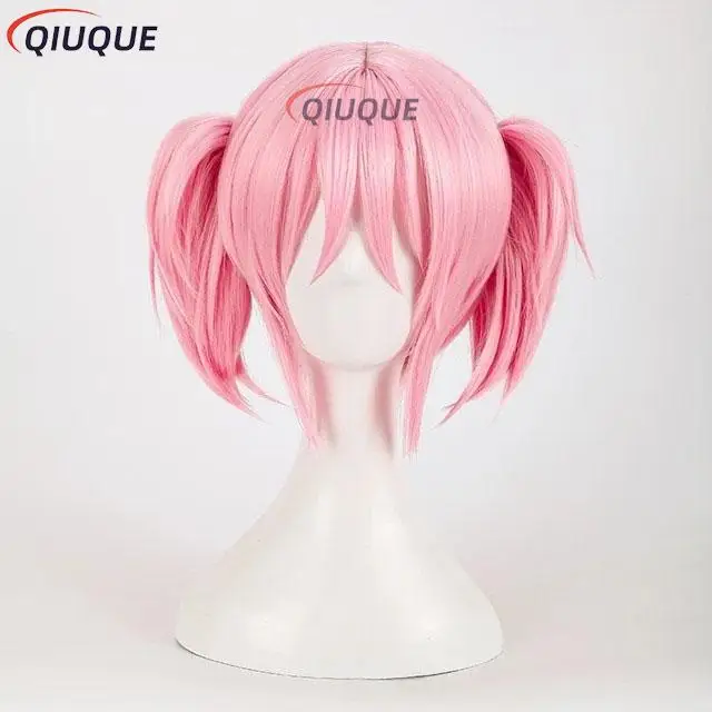 Puella Magi Madoka Magica Cosplay Kostuum Pruik Pruik Kaname Madoka Roze Korte Baljurk Halloween Party Uniform Outfit