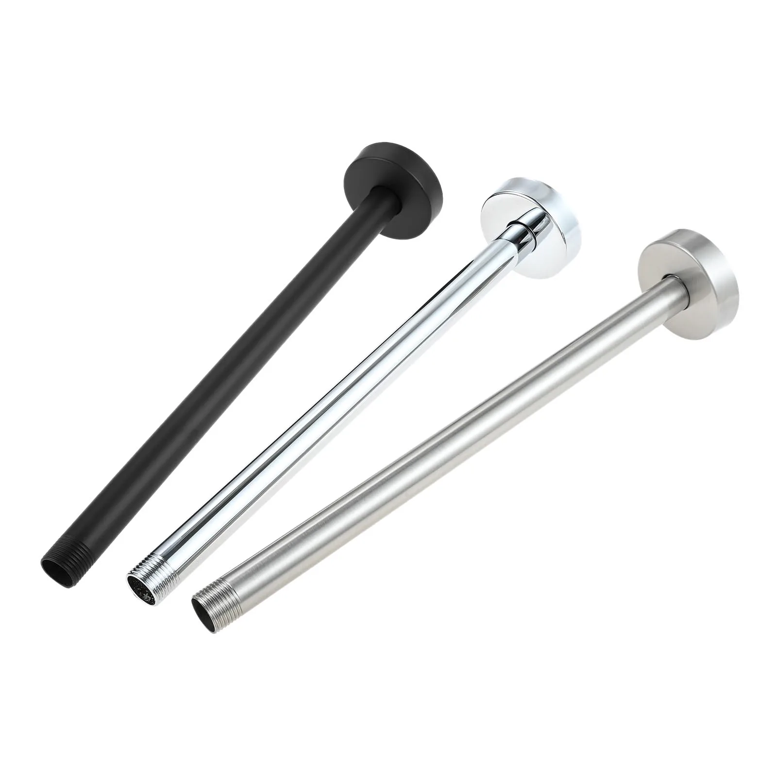 12 Inch Stainless Steel Bathroom Straight Rain Shower Replacement Arm Universal Connection 1/2 NPT Ceiling Mounted Shower Pipe