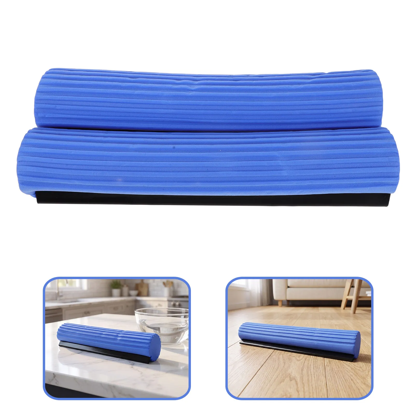 2Pcs Replacement Sponge Mop Heads Easy Fit High Absorption Horizontal Groove Design for Kitchen Bathroom Garage Floor Cleaning