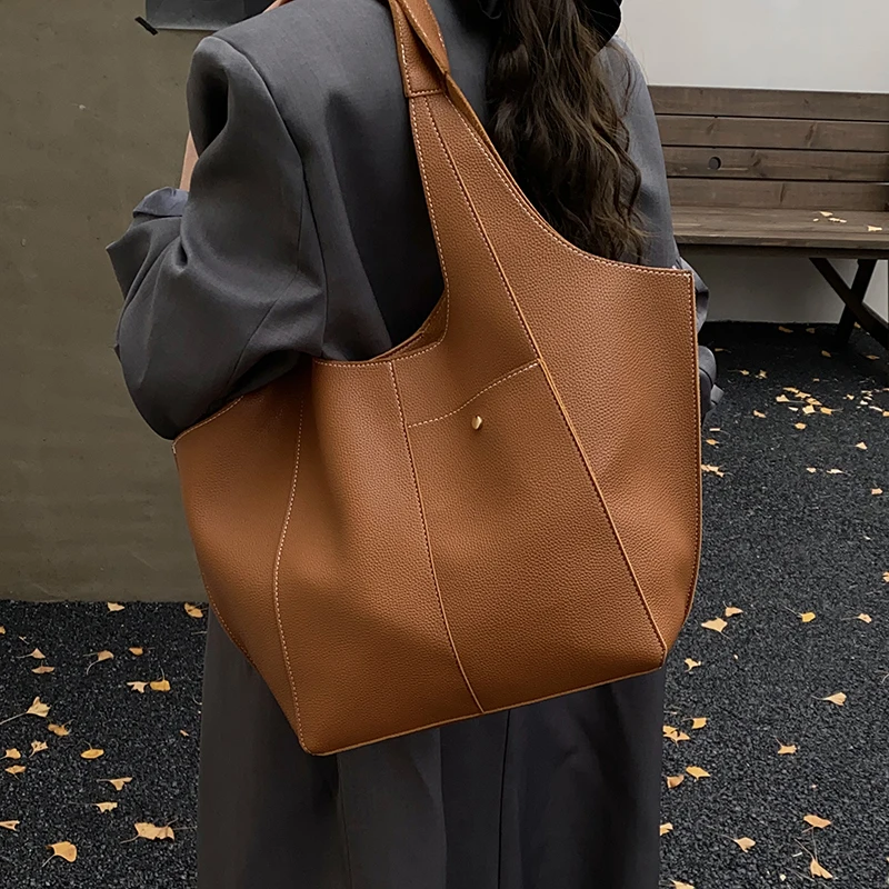 

Простые женские сумки-ведра на плечо, новые брендовые сумки высокого класса, сумки-тоут большой вместимости, качественная сумка из искусственной кожи, черная