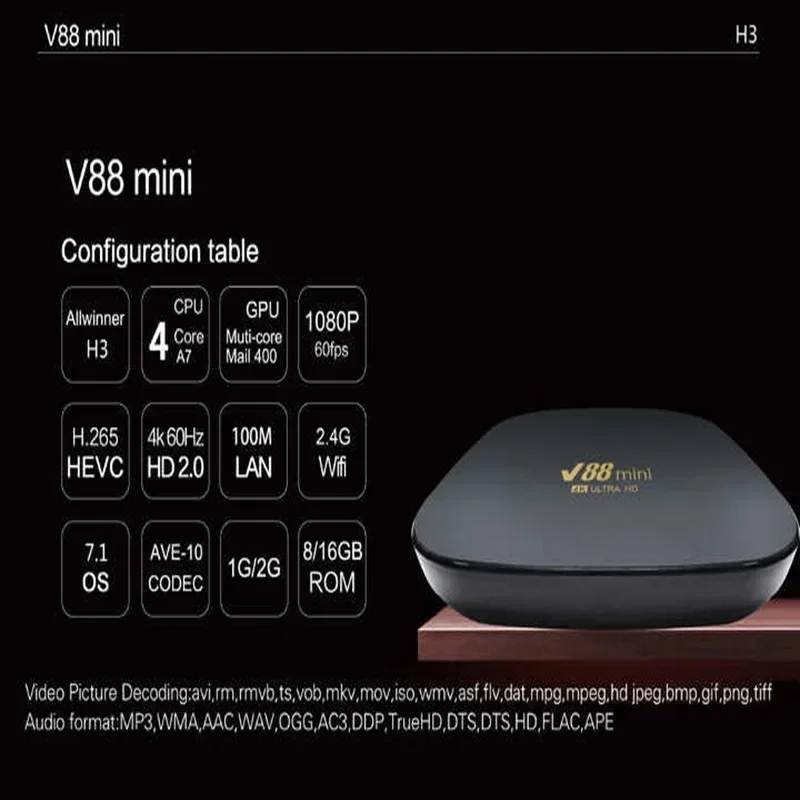 Imagem -02 - Mini Allwinner hd tv Box h3 Android 2.4g 5g Wi-fi Set-top Box 16g 32g 64g 128g Media Player Youtube Iptv Novo V88