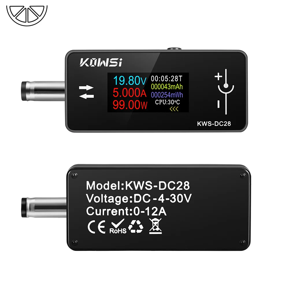 KWS-DC28 Display Digital HD TFT de 0,96 polegadas, Medidor de Tensão DC, Amperímetro, Testador de Carga de Celular, Ferramenta para Eletricista