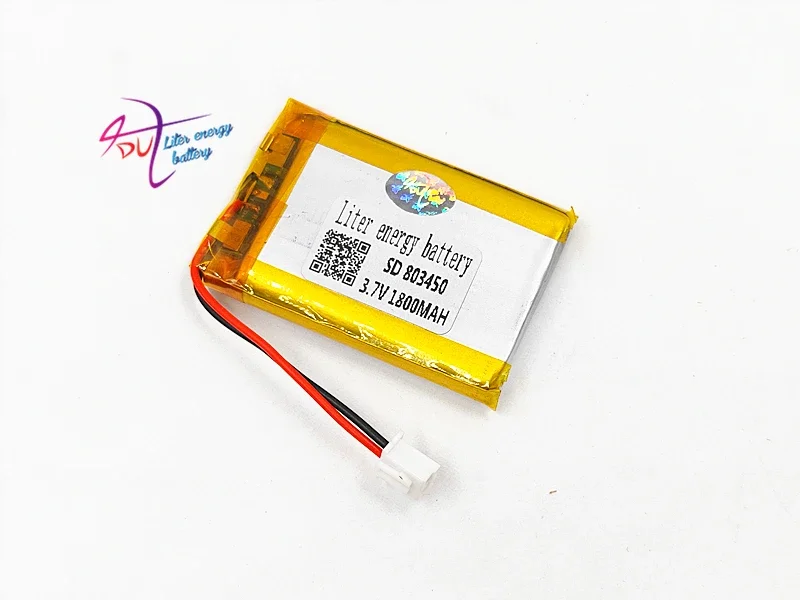 JST PH 2.54mm 803450 3.7V 1800MAH Lithium Polymer LiPo Rechargeable Battery with connector For Mp3 GPS bluetooth Camera watch