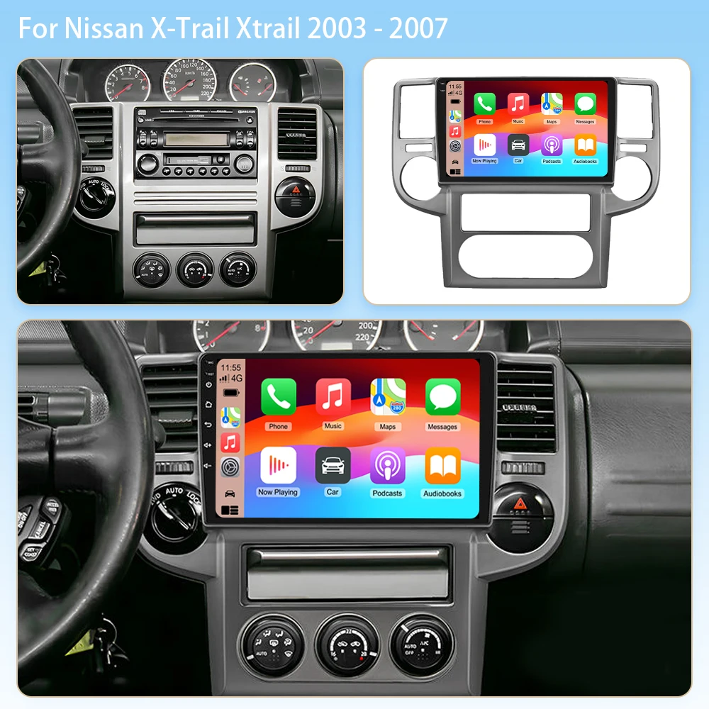 Android 16 Auto Carplay Car Radio For Nissan X-TRAIL Xtrail 2003 2004 2005 2006 2007 Multimedia Player Video 2din 5G Wifi Stereo
