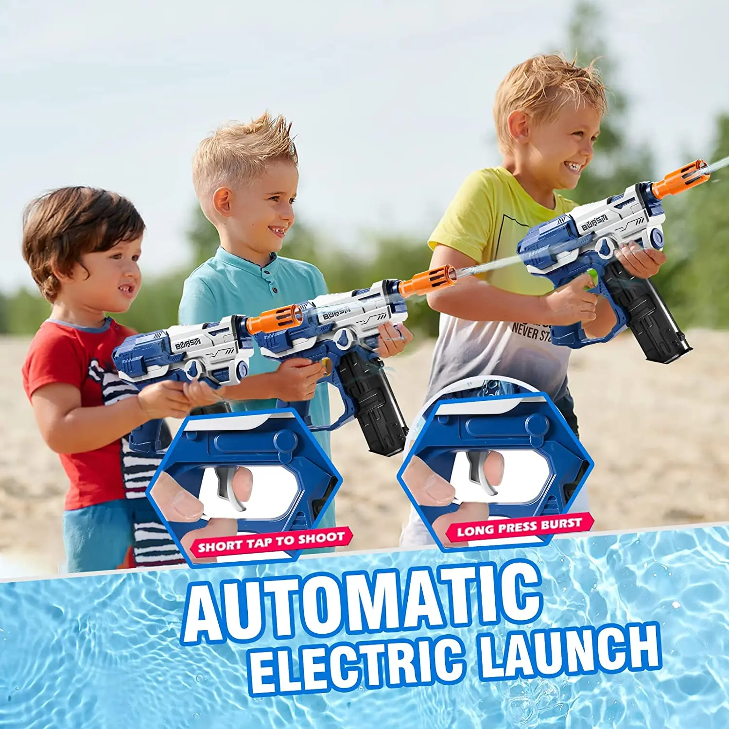 New Electric Water Gun Automatic Water Soaker Gun Water Guns for Adults & Kids Water Blaster Gun Outdoor Toys Swimming Pool Toys