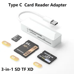 3 in 1 Type C XD Card Reader or Lightning to Micro SD Card Reader for iphone XD Picture Card Reader Adapter for SD TF XD